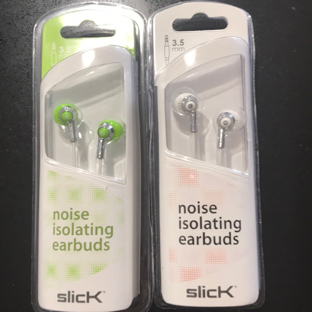 Slick isolating earbuds, 2 pack